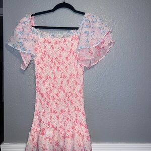 Floral Pink and Blue Dress